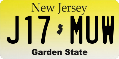 NJ license plate J17MUW