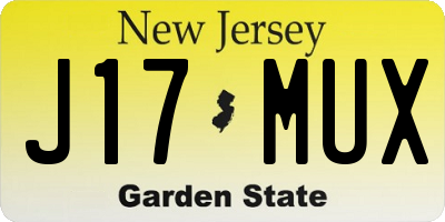 NJ license plate J17MUX