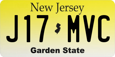 NJ license plate J17MVC