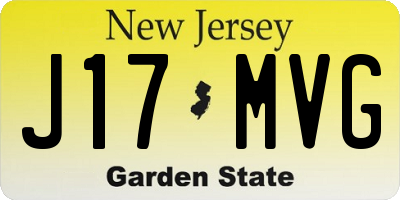 NJ license plate J17MVG