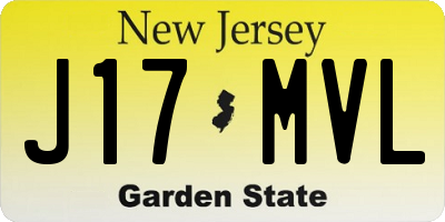 NJ license plate J17MVL