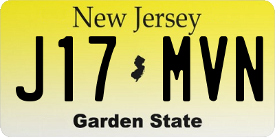 NJ license plate J17MVN