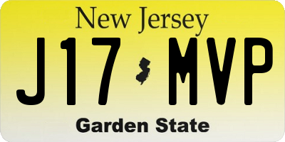 NJ license plate J17MVP