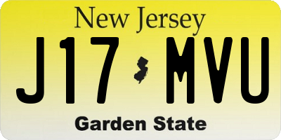 NJ license plate J17MVU
