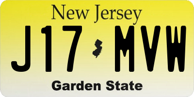 NJ license plate J17MVW