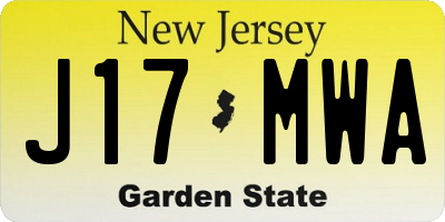 NJ license plate J17MWA