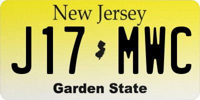NJ license plate J17MWC