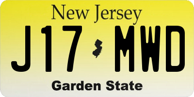 NJ license plate J17MWD