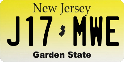 NJ license plate J17MWE