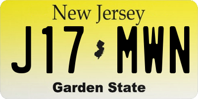 NJ license plate J17MWN