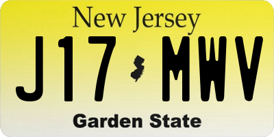 NJ license plate J17MWV
