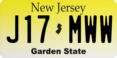 NJ license plate J17MWW