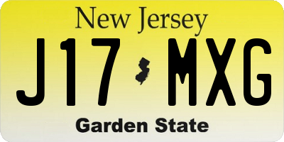 NJ license plate J17MXG
