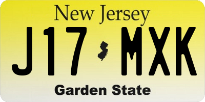NJ license plate J17MXK