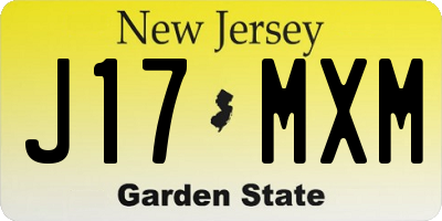 NJ license plate J17MXM