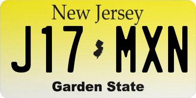 NJ license plate J17MXN