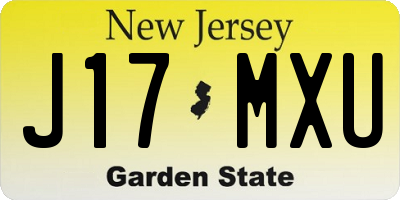 NJ license plate J17MXU