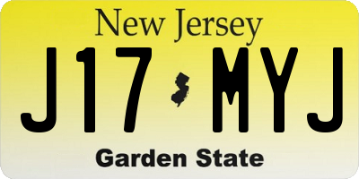 NJ license plate J17MYJ