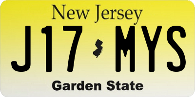 NJ license plate J17MYS