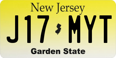 NJ license plate J17MYT