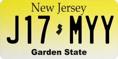NJ license plate J17MYY