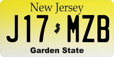 NJ license plate J17MZB