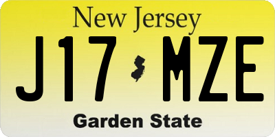 NJ license plate J17MZE