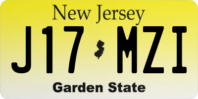 NJ license plate J17MZI