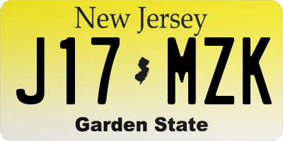 NJ license plate J17MZK