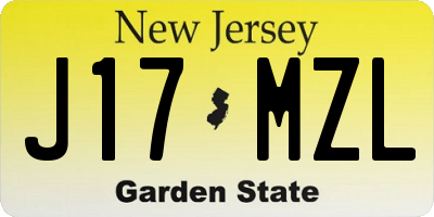 NJ license plate J17MZL