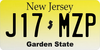 NJ license plate J17MZP