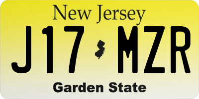 NJ license plate J17MZR