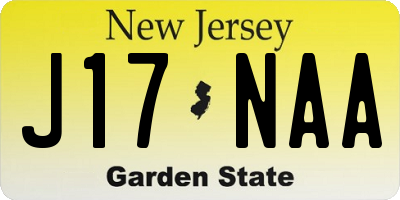 NJ license plate J17NAA