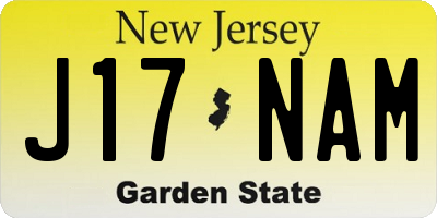 NJ license plate J17NAM