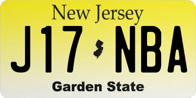 NJ license plate J17NBA
