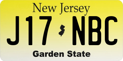 NJ license plate J17NBC