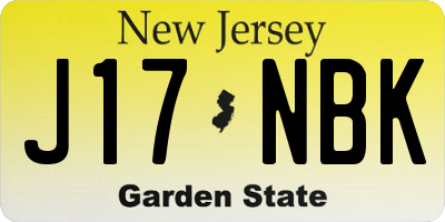 NJ license plate J17NBK