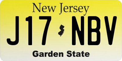 NJ license plate J17NBV