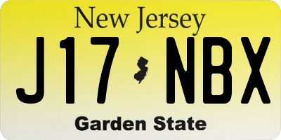 NJ license plate J17NBX