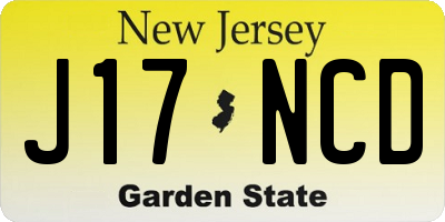 NJ license plate J17NCD