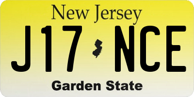 NJ license plate J17NCE