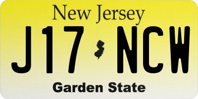 NJ license plate J17NCW
