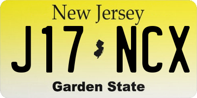 NJ license plate J17NCX