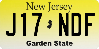 NJ license plate J17NDF