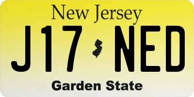 NJ license plate J17NED