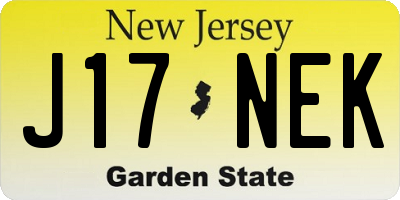 NJ license plate J17NEK