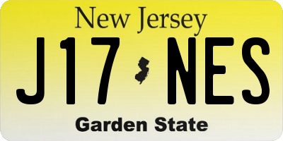 NJ license plate J17NES