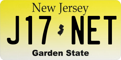 NJ license plate J17NET
