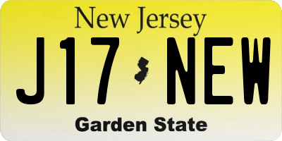 NJ license plate J17NEW