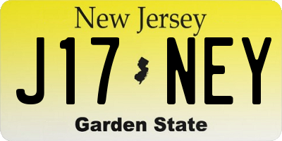NJ license plate J17NEY